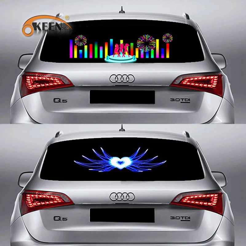 Car Windshield Aromatherapy Light LED RGB Car Interiror Atmosphere Music Rhythm EL Sheet Sticker Glow Flash Panel Flashing Light