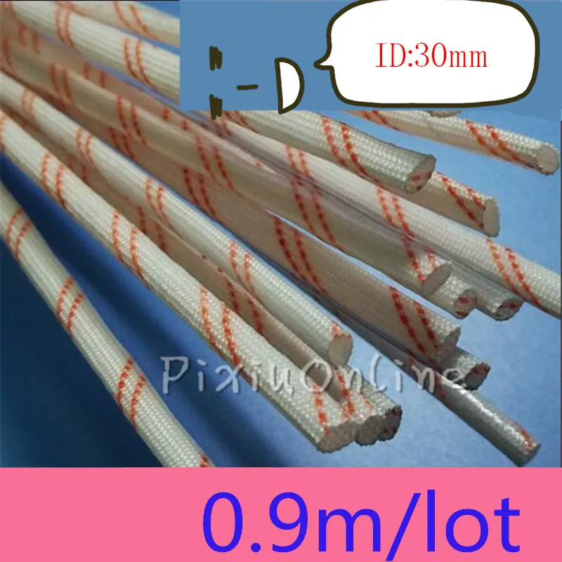 

ID:30mm 0.9m YL455b High Temperature Sleeve Alkali-free Glass Fiber Tube Power Cord Bushing Wire Casing 120V 125 Temperature