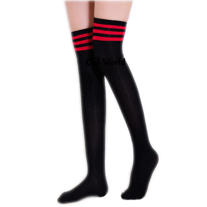 16 Colors Spring Autumn Girls Student Stripes Thigh Highs Over The Knee Stockings Long Football Socks For Anime School Uniform