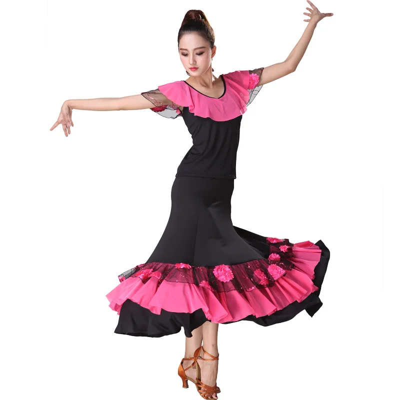Dance Sequins Embroidery Skirt Modern Dance Competition Performance Dress National Standard Competition Dance Practice Costumes