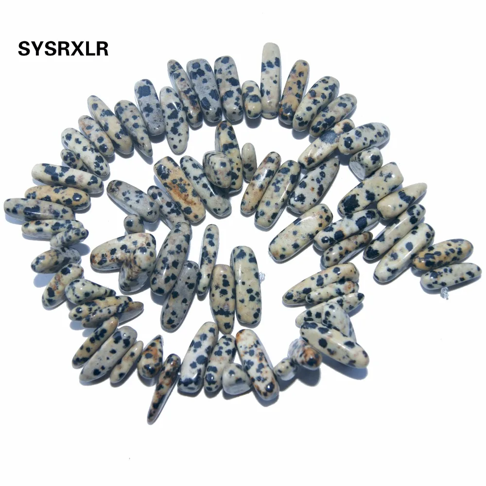 

Wholesale 12-18 MM Irregular Stick Shape Natural Dalmation Dot Stone Beads DIY Necklace Bracelet For Jewelry Making Strand 15"