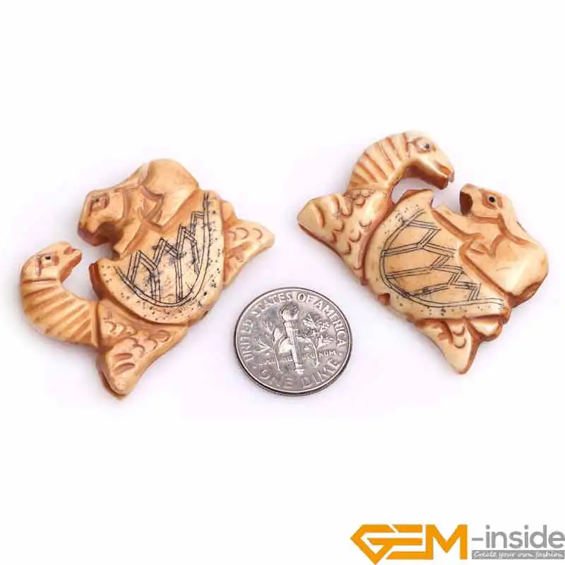 Big Large White Animal Carved Bone Cabochon Beads Loose Bead For Jewelry Making Bulk 2 PCS Wholesale