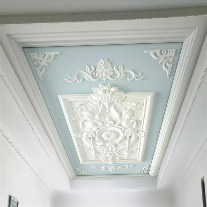 

wellyu Custom wallpaper white plaster European embossed carved ceiling ceiling wall custom large mural green wallpaper mural