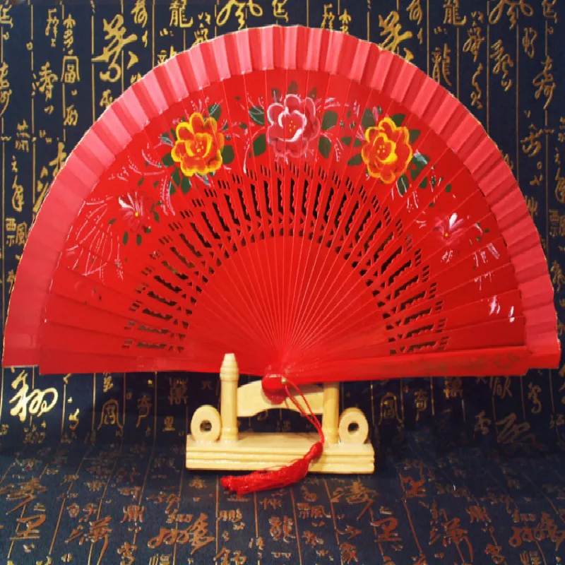 Double-sided Foldable Hand Painting Fan Cheongsam Show Dance Performance Fan Lady Hand Fan Performance Props abanicos para boda