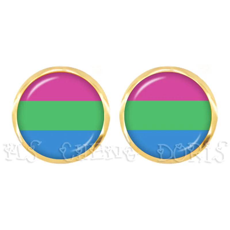 Bi Pride Stud Earrings LGBT Earrings Hypoallergenic Ear Nail Gay Pride Jewelry Rainbow Flag Glass Cabochon Earrings Jewelry image 5