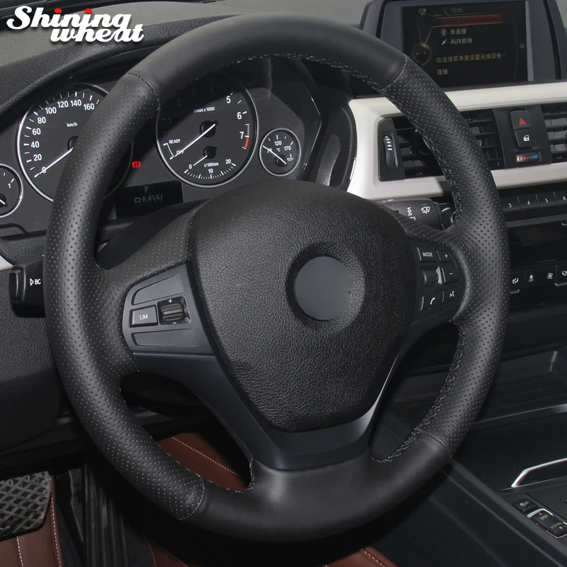 Shining wheat Black Artificial Leather Car Steering Wheel Cover for BMW F30 316i 320i 328i