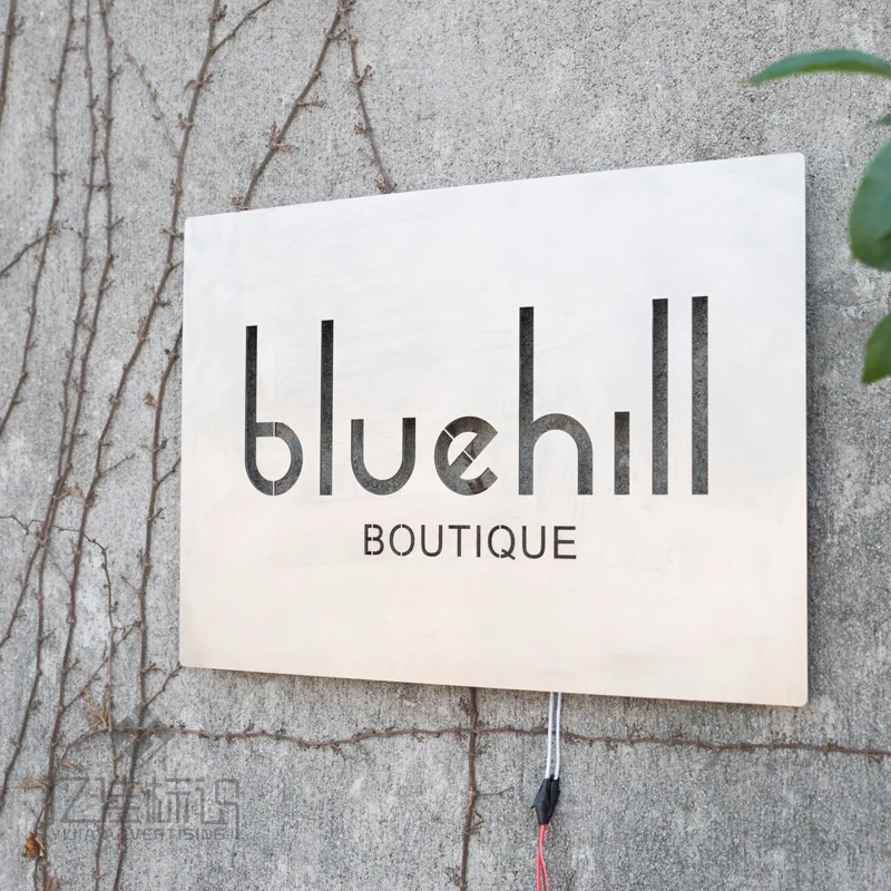 Billbord Outdoor Outlet Sign Stainless Steel Backlit LED Light Signboard Store Bar Hotel Customized Design Advertisement Board