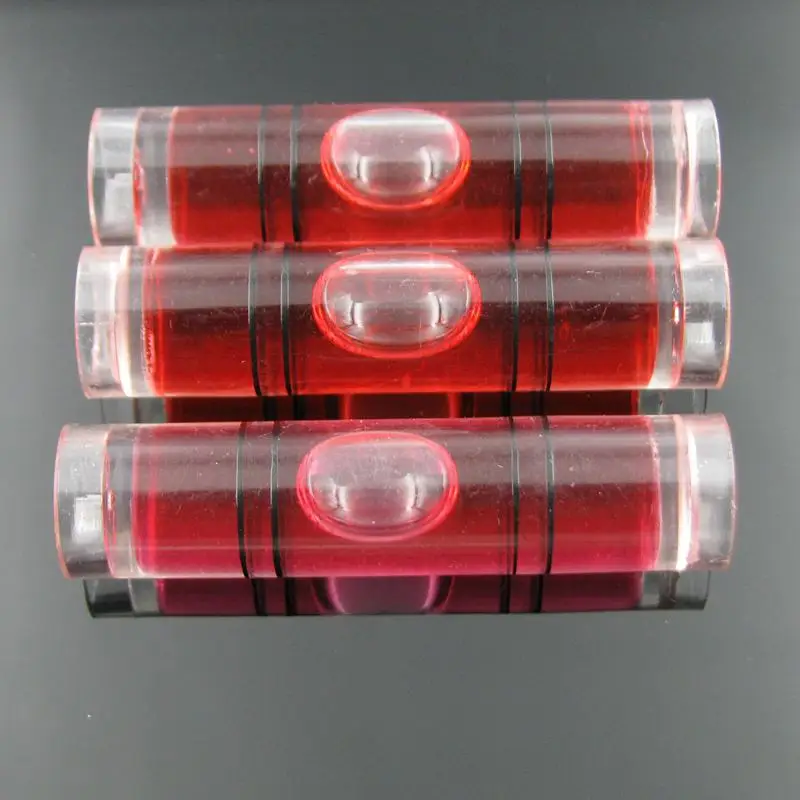 (10 pieces/Lot) 9.5*40mm Red Color Spirit level bubble plastic bubble level Tubular vials