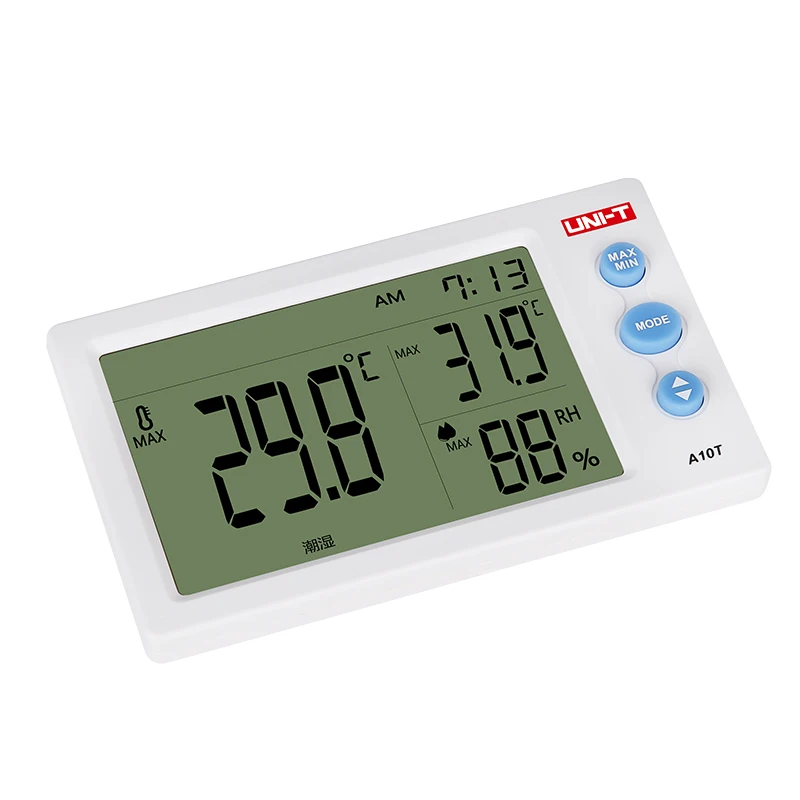 UNI-T A10T Digital LCD Thermometer Humidity Meter Clock Hygrometer of Weather Station Tester Alarm Clock Digital Psychrometer