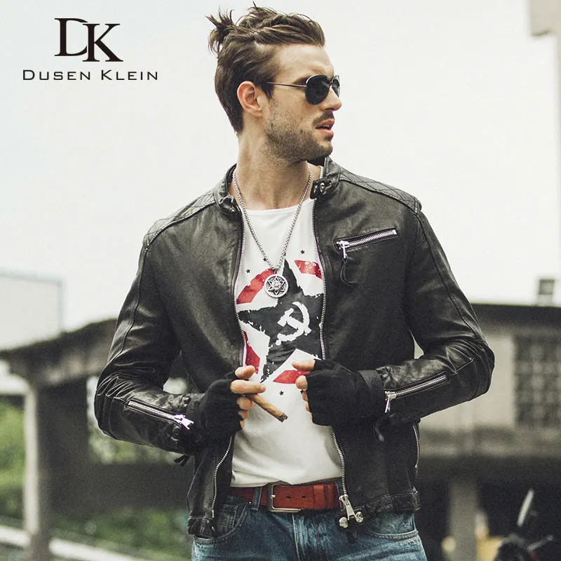 

2017 New Men Genuine Leather Jacket Dusen Klein Autumn Outerwear Black/Slim/Simple Business Style/Sheepskin Coat 14S9186