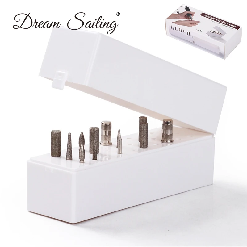 

Carbides Holder Base Protect Nail Drill Bits Holder Storage Box Organizer Container ABS Manicure Tool 30 Holes White Salon New
