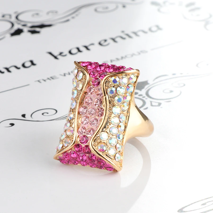 Kinel Luxury Colorful Crystal Rings For Women Fashion Dubai Gold Original Vintage Wedding Ring Engagement Jewelry Gift