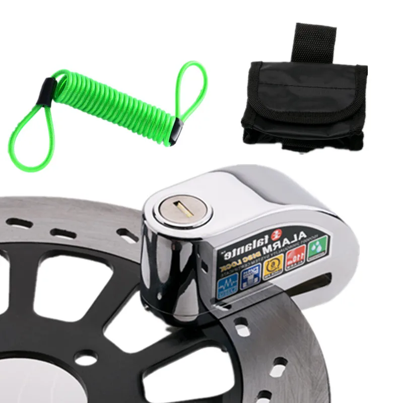 Motorcycle Moto Scooter Bicycle Disc Brake Alarm Lock Security Anti-Theft Alarm  Zinc Alloy Lock +Bag+Reminder Cord 7Color