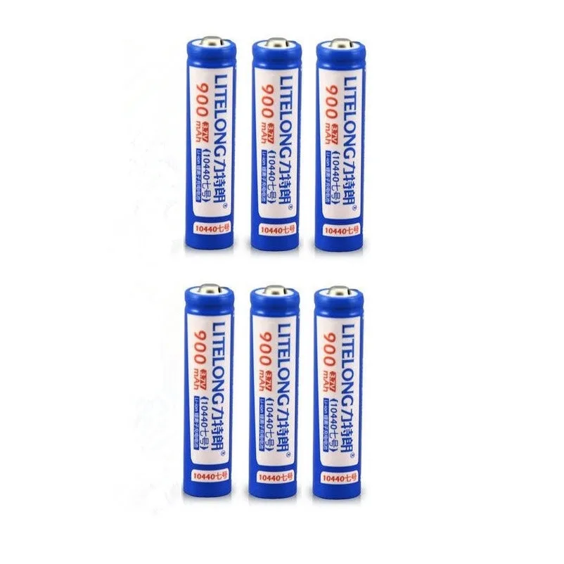 

6PCS High power 3.7v 900MAH AAA rechargeable battery 10440 lithium battery flashlight rechargeable battery