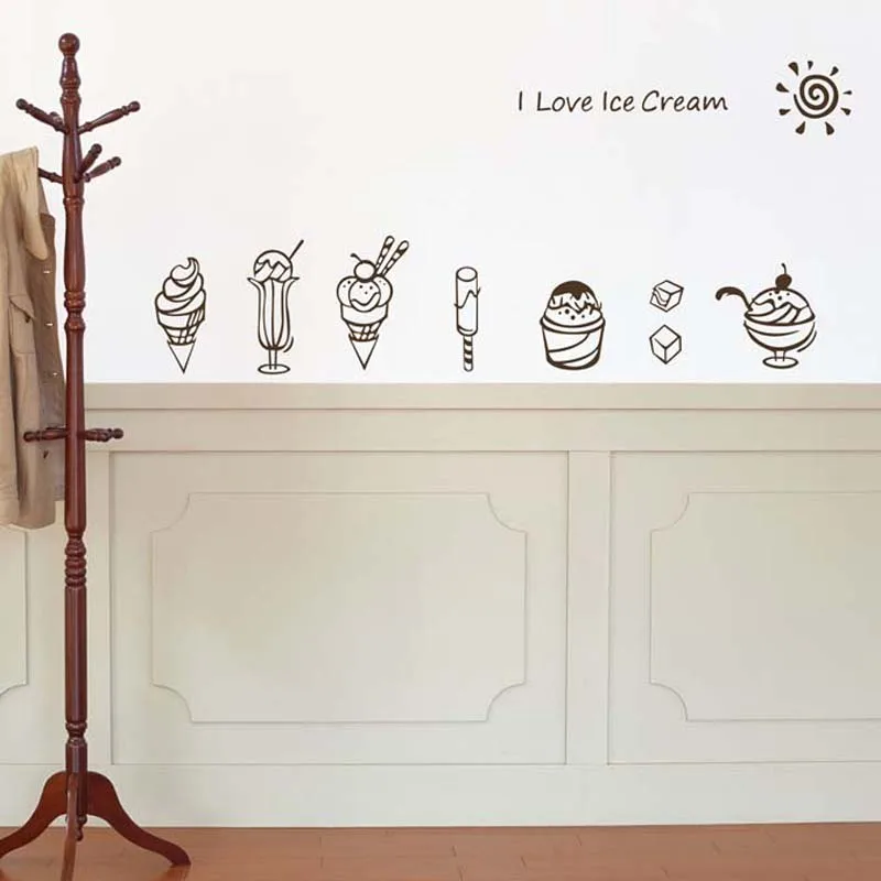 JJRUI Ice Cream Sundae Food And Drink Creative Multipack Kitchen Shop Cafe Wall Art Stickers Decals Vinyl Home Room Decor