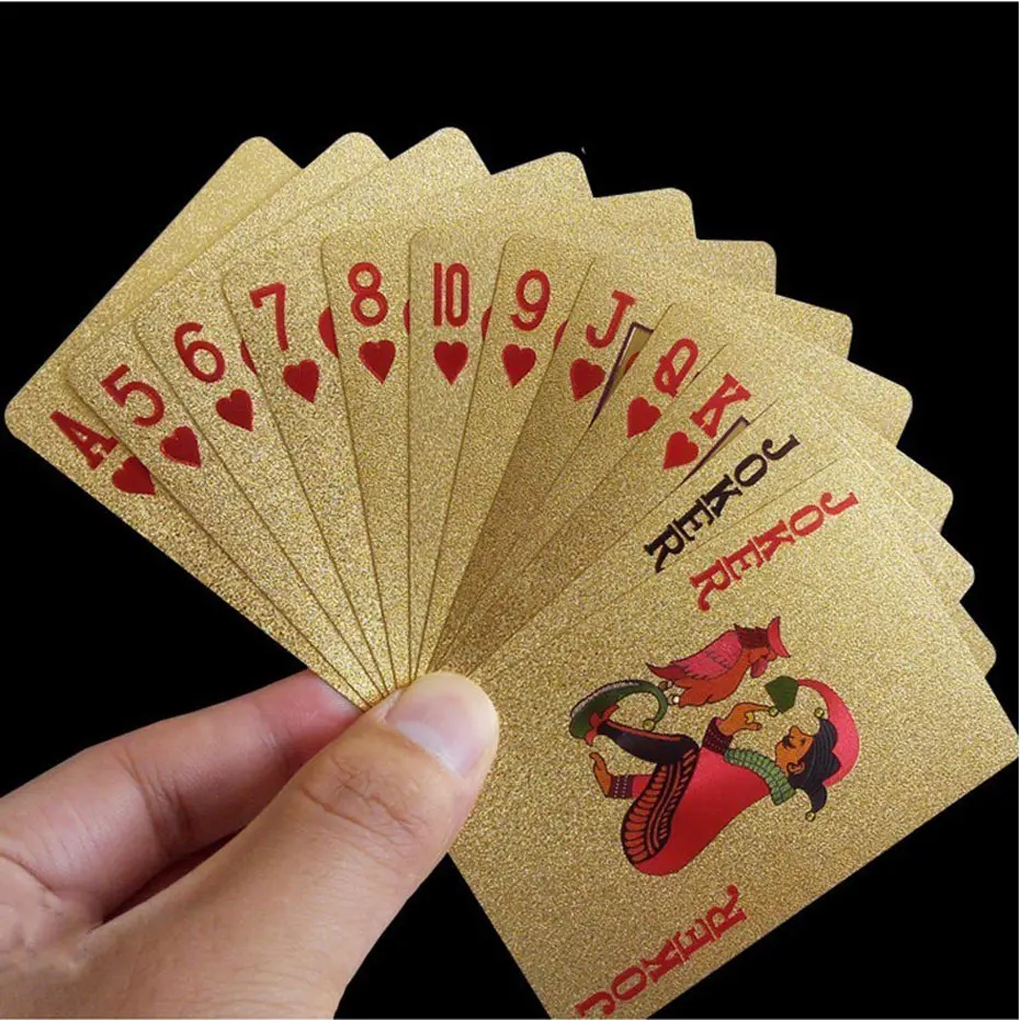 Gold Foil Poker Set Waterproof Cards Luxury Golden Playing Cards Game Plastic Foil Poker Durable Gift Collection