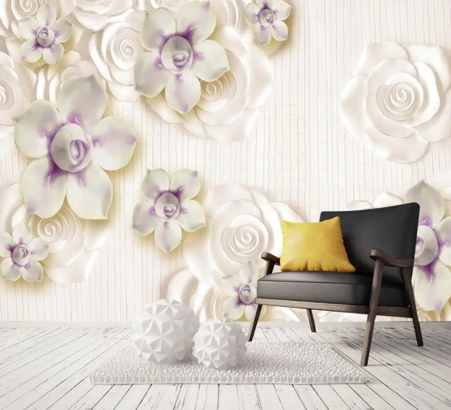 

beibehang Custom Wallpaper Home Decorative Mural Jade White Orchid Flower Chinese Style Sofa TV Background Wall 3d wallpaper