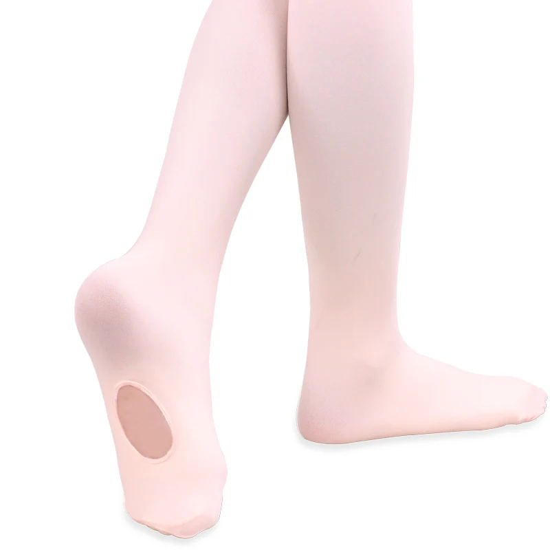 Lançamento de meia-calça para balé profissional infantil de microfibra macia conversível para meninas