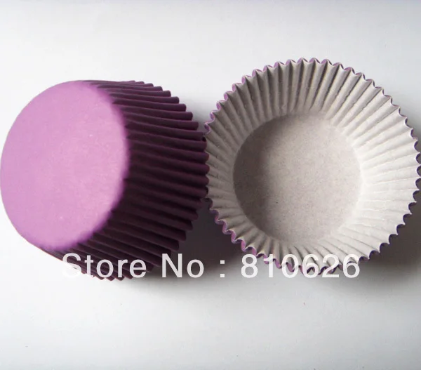 100 Uds. De revestimiento para cupcakes, molde liso y morado de un solo Color para hornear tazas y magdalenas, molde para envolver pasteles y magdalenas, para decoración de panadería