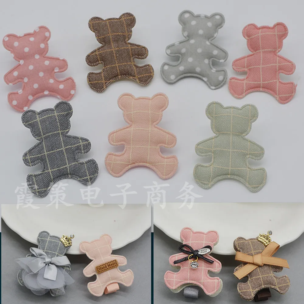 40pcs/lot Bear Padded Appliques for Children Headwear Hair clip Accessories and Garment Accessories