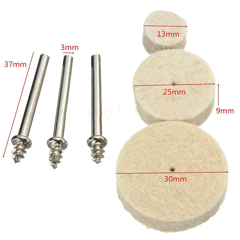33pcs/set Wool Felt Polishing Buffing Wheel Mixed Set Accessory for Dremel Rotary Tool