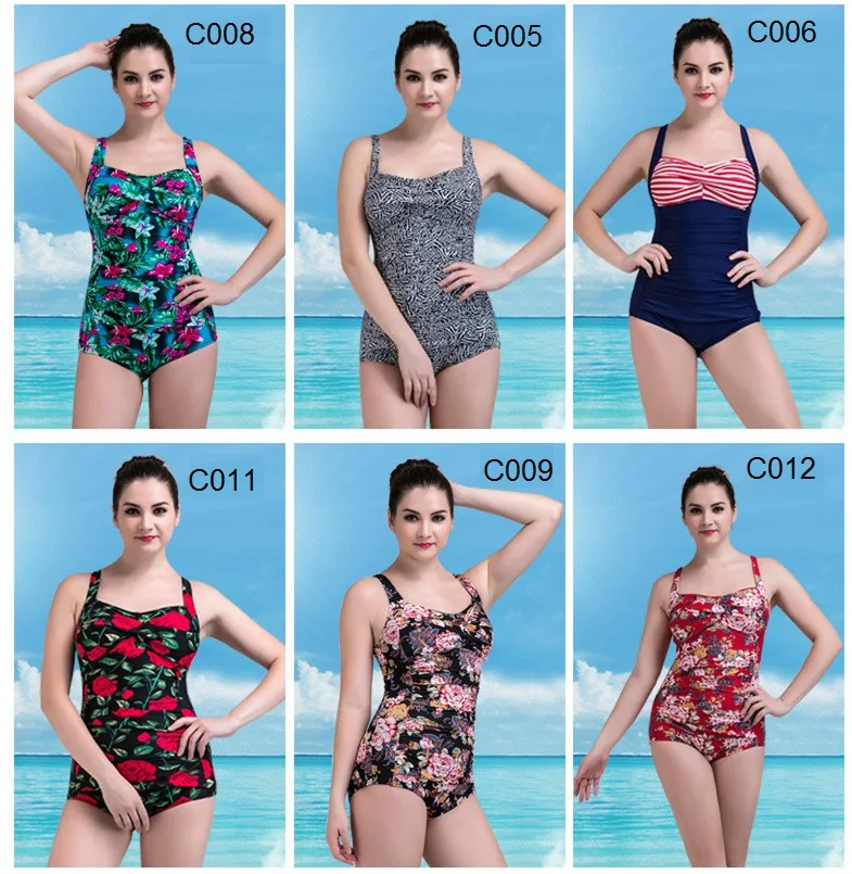 One Piece Swimsuit 2018 Women Swimwear Summer Beach Plus Size Bodysuits Vintage Retro Fold Bathing Suits Monokinis S-3XL