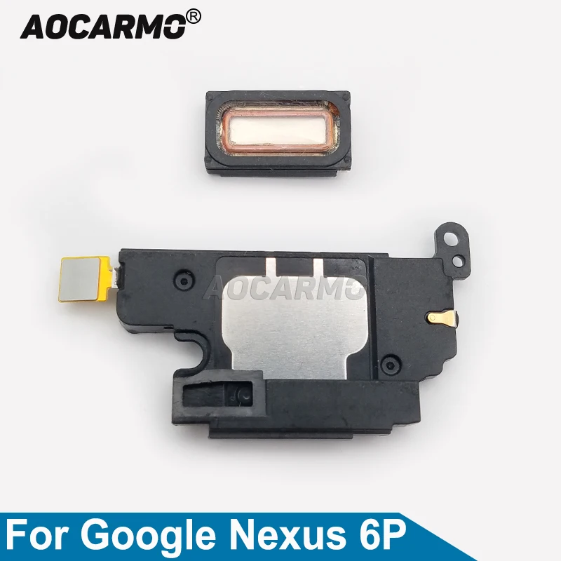 Alto-falante aocarmo flex, alto-falante com cabo inferior adesivo para substituição em huawei e google nexus 6p