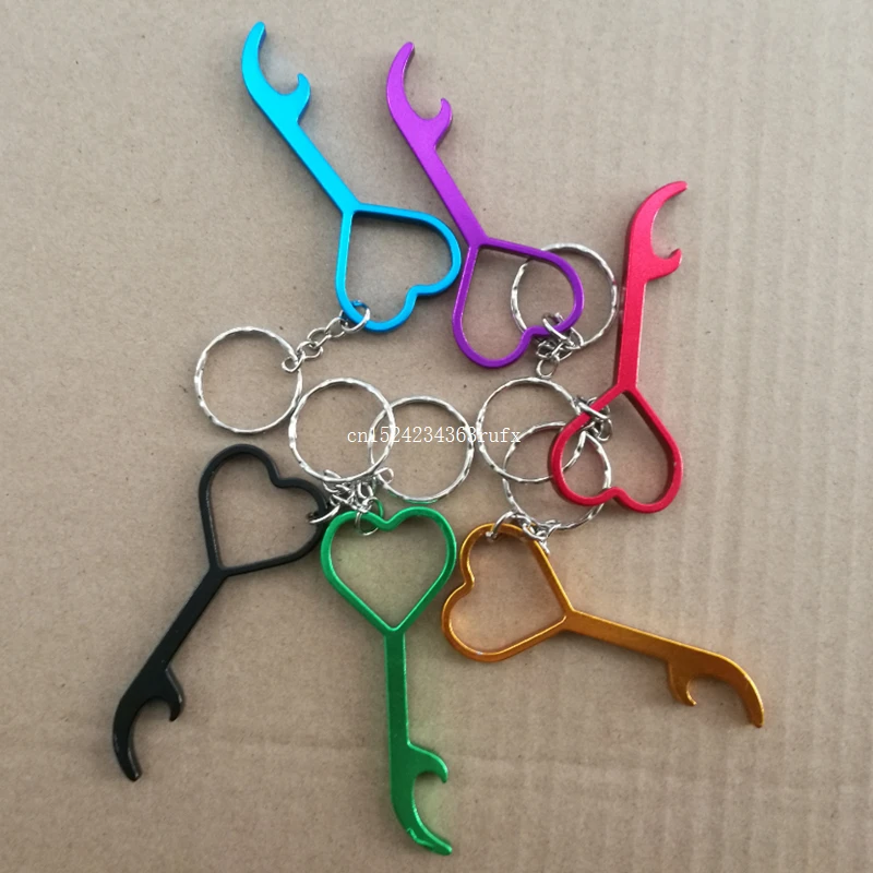 1Pcs Love Heart Shaped Bottle Opener Keyring Keychain Key Chain Portable Wine Beer Bottle Opener