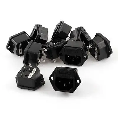 10 PCS AC 250V 10A Screw Mounted IEC 320 C14 Inlet Power Socket AS-07