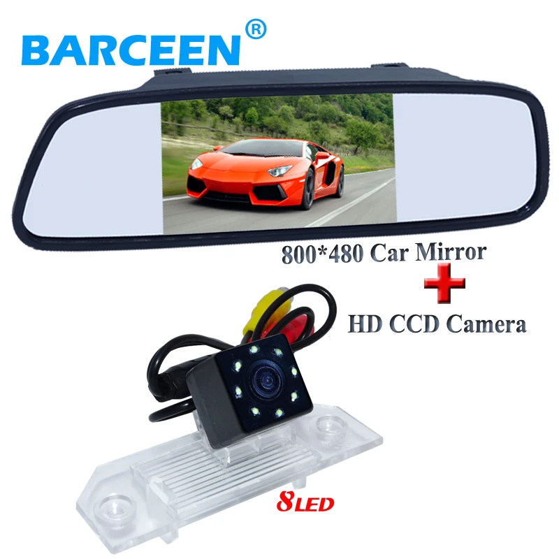 Use for Ford-focus sedan plastic shell 8 led car rear reversing camera bring parking line+5