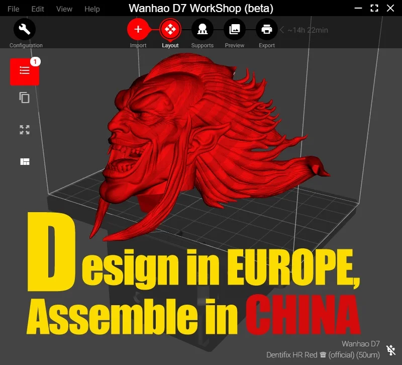 Wanhao D7 Workshop Slicer Software License Developed in Europe Compatible with Wanhao D7 and D7 Plus with Resin