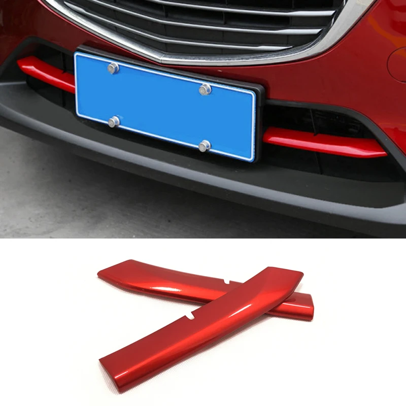 

2pcs ABS Chrome Front Grill Cover Trims Strip Accessories For Mazda CX-3 CX3 2016 2017 2018 Bumper Air-inlet Grille