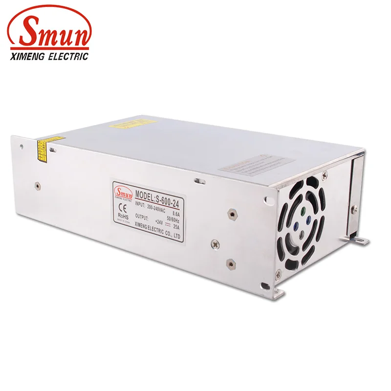 Smun S-600-24 110V/220VAC to 600W 24V 25A LED Power Supply For Indoor Industrial Control Transformer