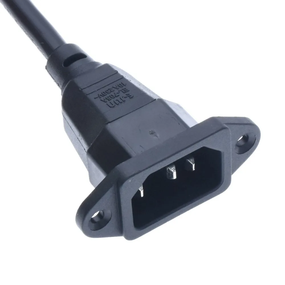 IEC320 C14 to C13 Extension cord,C14 with screw holes and C13 Right Angled Short,60cm lenght,H05VV-F 3G 0.75MM