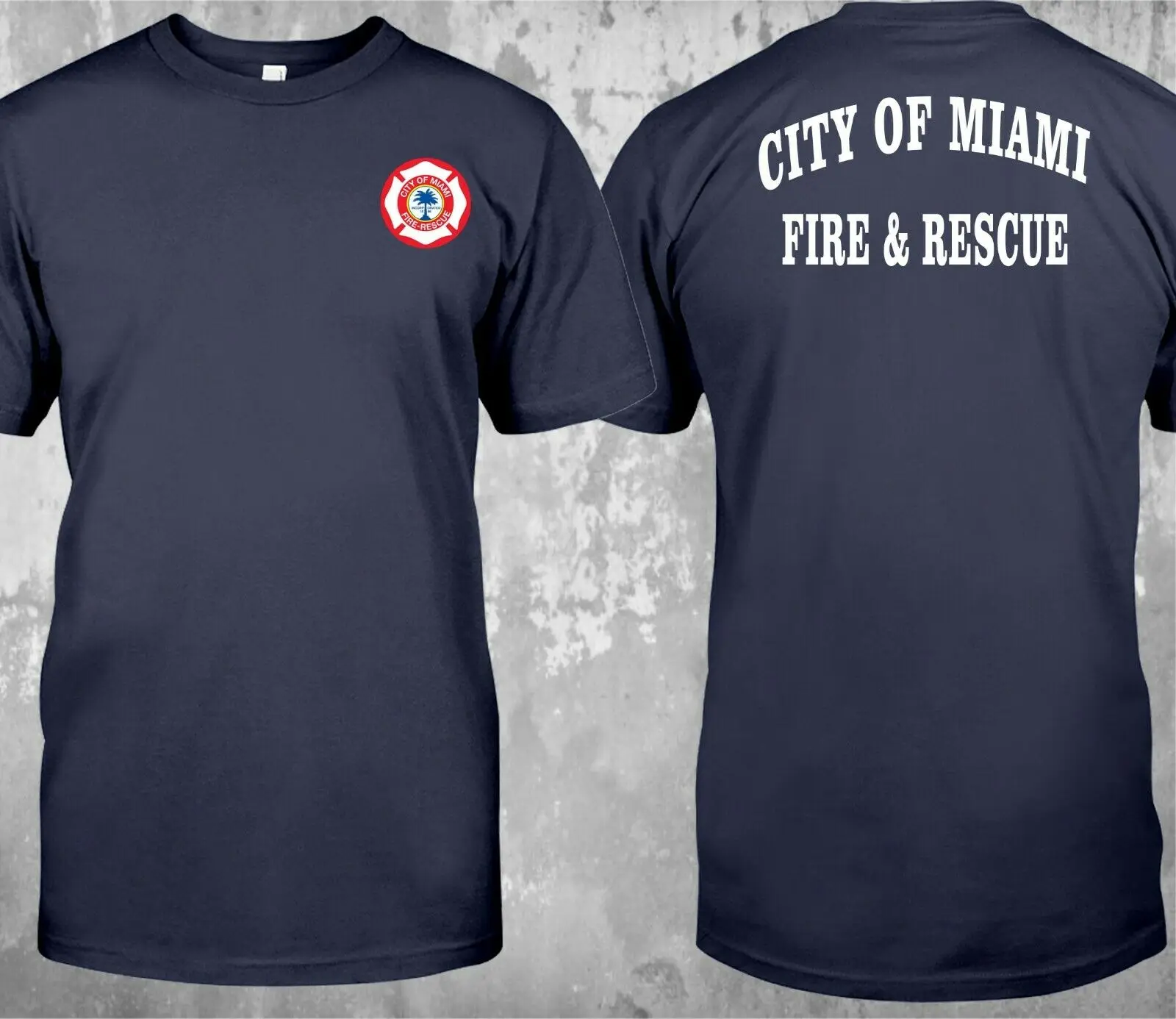 New City of Miami Fire Rescue Fire Department Firefighter Double Side T-Shirt 2019 Summer Men\'S Street Style Printing T Shirts