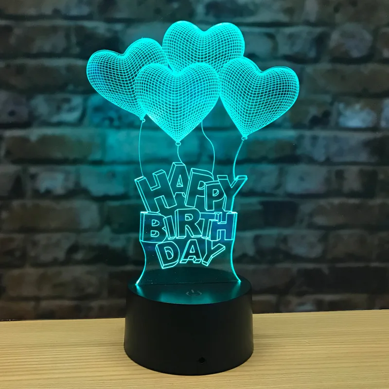 Novelty 3d lamp Touch Remote Control Led Desk Night Lamp Creative Colorful Touch Love Balloon Usb Led Night Light