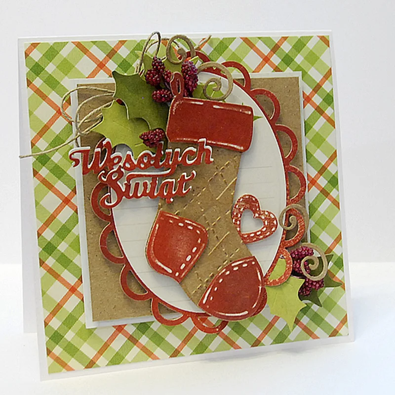 Wesotych Swiat Polish Letter DIY Cutting Die Handicraft Embossing Template Card Photo Making Handmade Decoration Scrapbooking