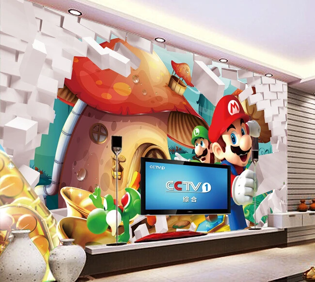 

Custom papel DE parede infantil, 3D animation super Marie for children's room boy girl bedroom wall waterproof wallpaper