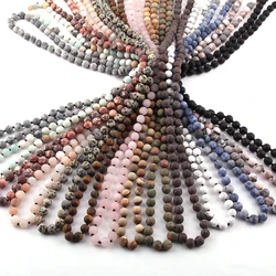 Fashion Jewelry Frosted 8MM MATT Semi Precious Stones long Knotted Necklace