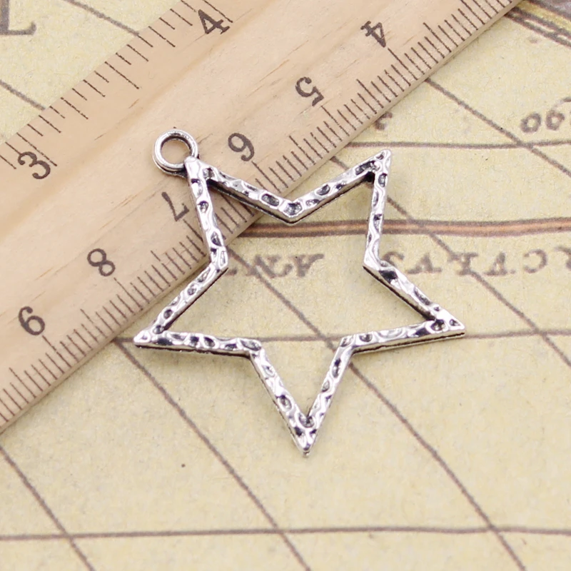 10pcs Charms Hollow Star 37x35mm Tibetan Silver Color Pendants Antique Jewelry Making DIY Handmade Craft