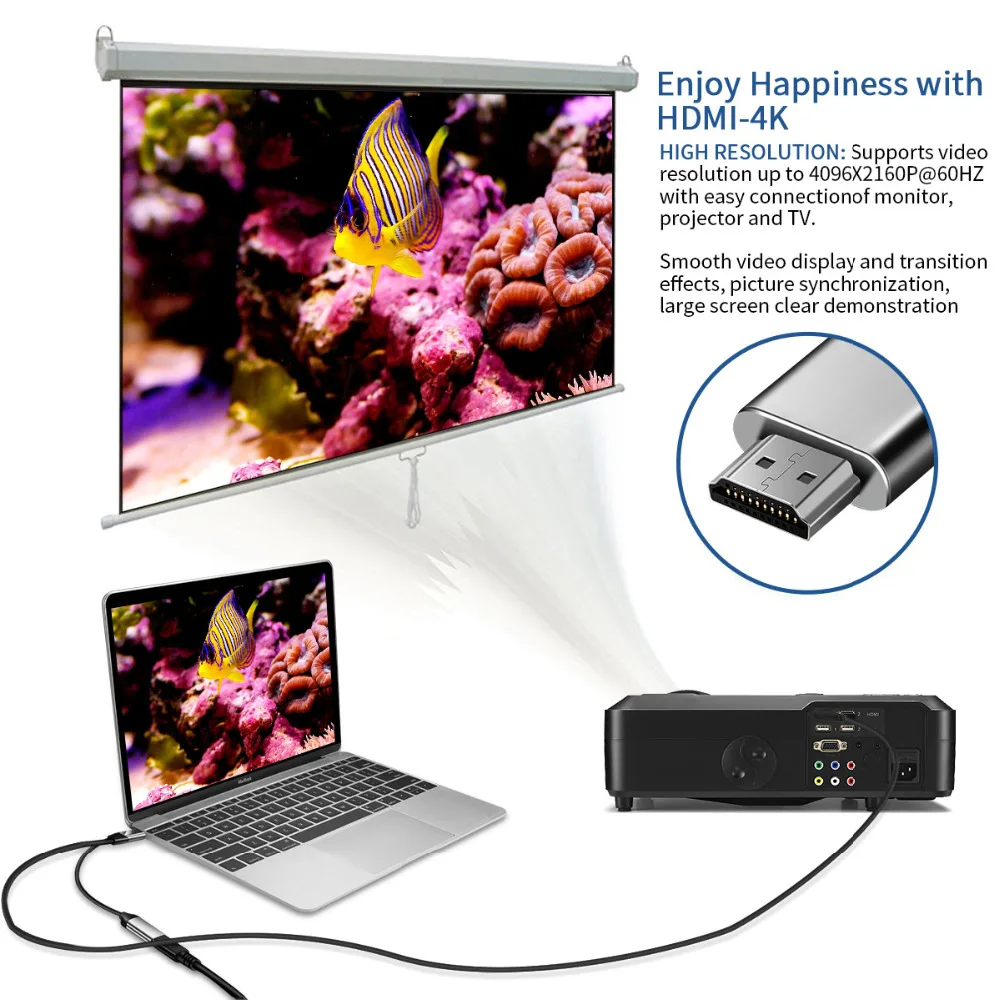 محول فيديو الهاتف المحمول hub Docking Station ، محول جهاز عرض تلفزيون من النوع c إلى كابل بيانات HDMI