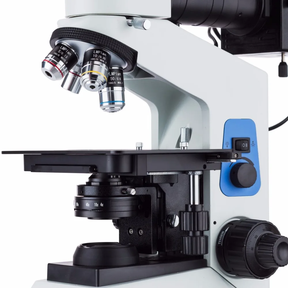 Dual-light Polarized Metallurgical Microscope-AmScope Supplies 40X-500X Trinocular Dual-light Polarized Metallurgical Microscope