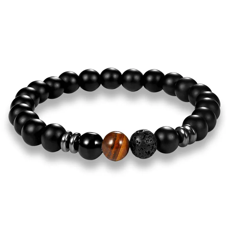 MKENDN-pulsera minimalista de piedra Natural para hombre, brazalete de cuentas de hematita, accesorios de joyería para hombre, pulsera de Yoga para hombres