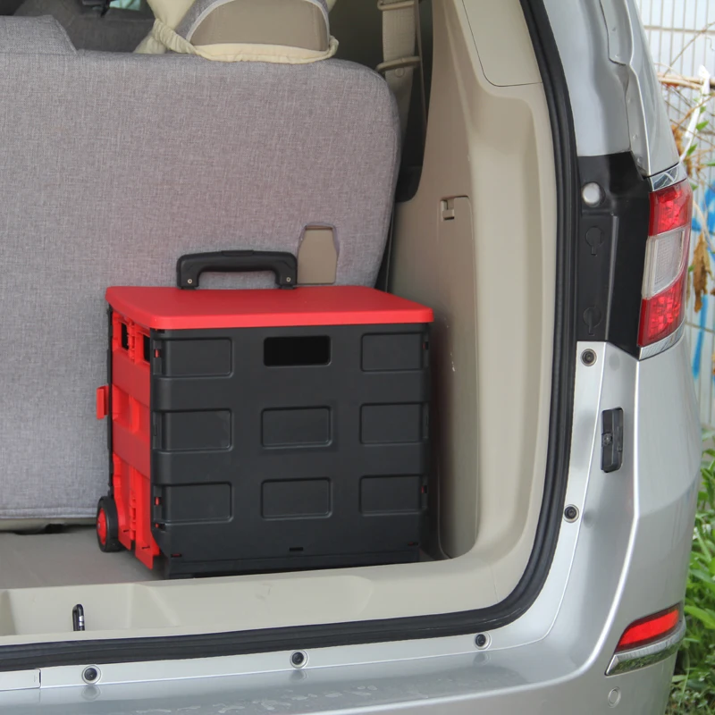 Boîte de rangement pliable pour voiture, valise à roulettes à coque dure, valise de voyage de grande capacité, sac à roulettes