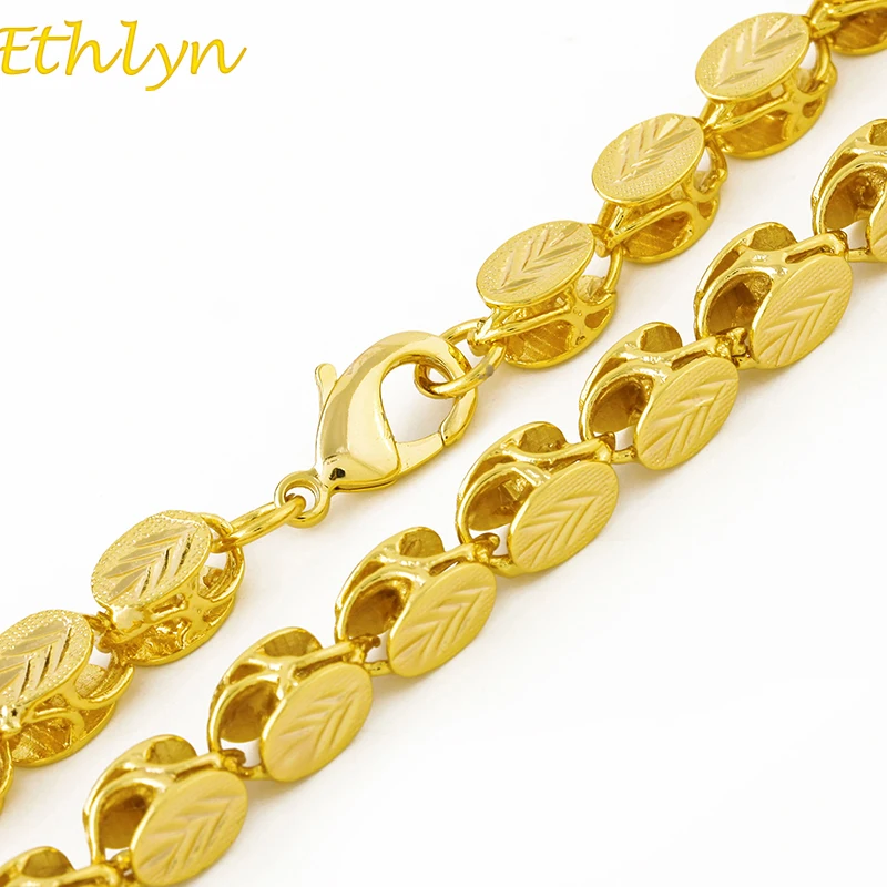 Ethlyn Brand Length 60cm/ Width 8mm Ethiopian/Eritrean Jewelry Chain Handmade Gold Color Thick Necklaces &Chain N032