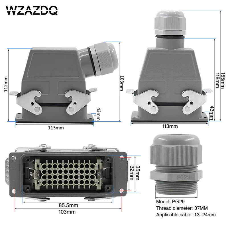 Imagem -04 - Conector Retangular Modelado a Frio de 72 Núcleos Tomada de Aviação Embutida Industrial à Prova Dágua 10a