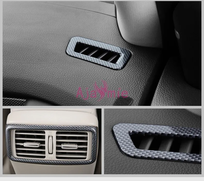 2014-2017 Carbon Fiber Interior Dashboard Rear Seat Air Vent Trim Overlay Garnish Car Styling For Nissan X-trail Accessories