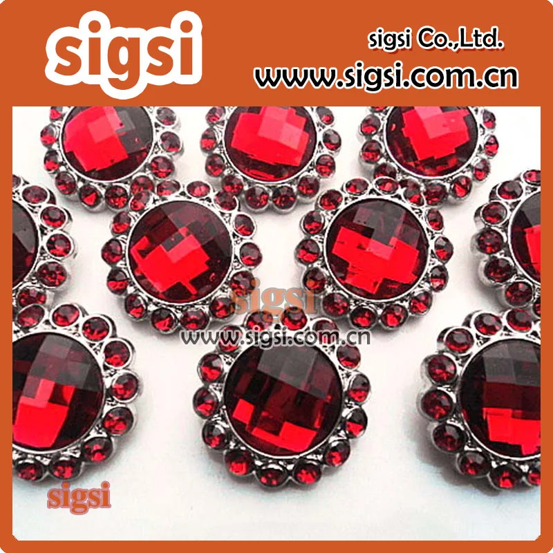 exquisite design Red acrylic rhinestone button for garment accessories