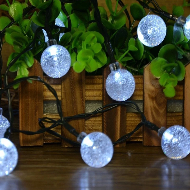 

Solar Power Fairy 2.5cm big Size Crystal Ball String Lights 5M 30 LED Christmas tree lights Decorative For Outdoor