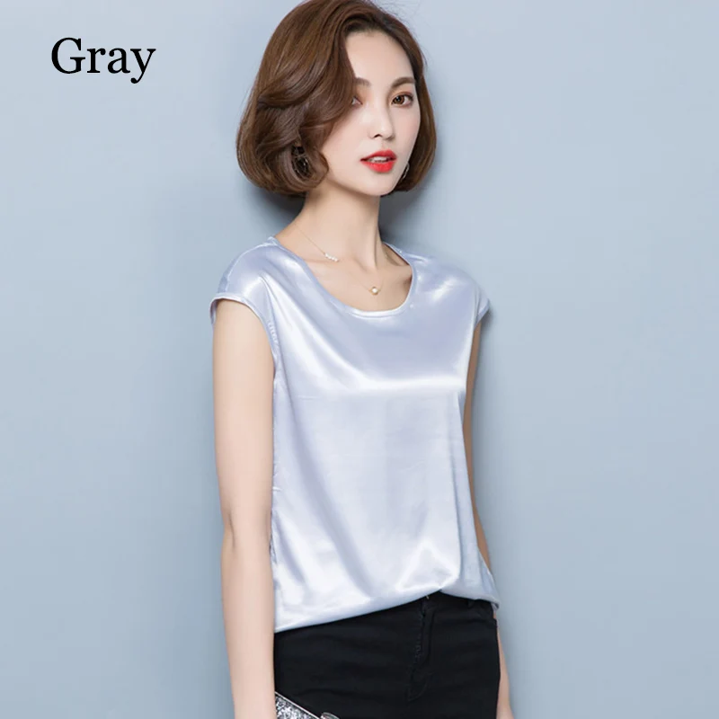 VogorSean Phụ Nữ Áo Sơ Mi Mùa Hè 2019 Thời Trang Lụa Chiffon Không Tay Lỏng Lẻo Cộng Với Kích Thước Womens Áo Sơ Mi Trắng/Hồng/ tops